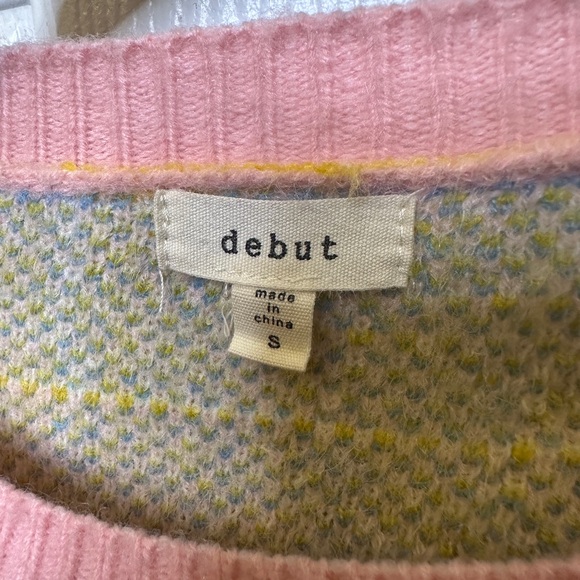 Patchwork Graphic Sweater Smiley Face Flower Dopamine Knit Size S - Picture 3 of 11